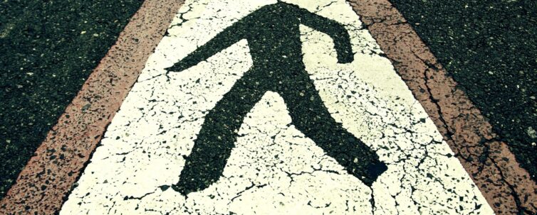 Pedestrian crossing on the road sign and symbol, circulation, traffic