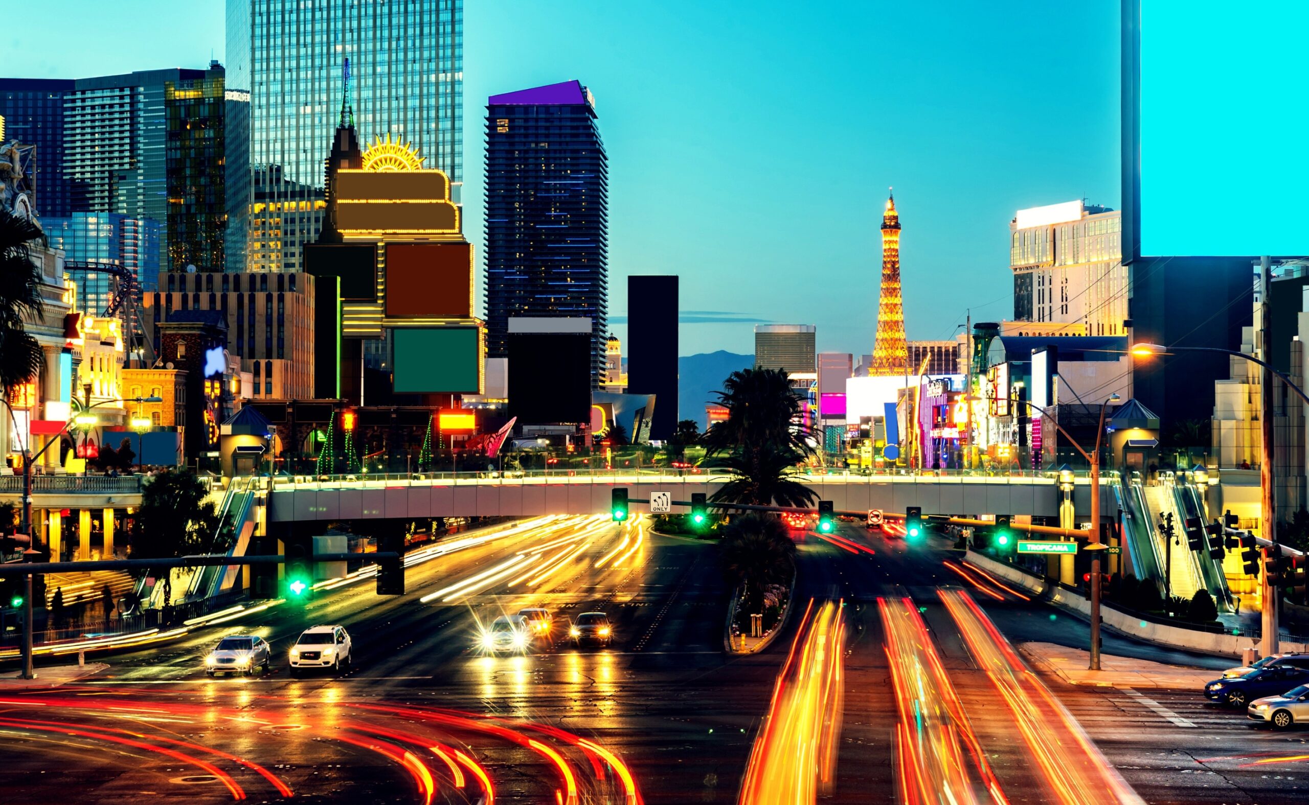 las vegas strip cityscape in nevada sunset