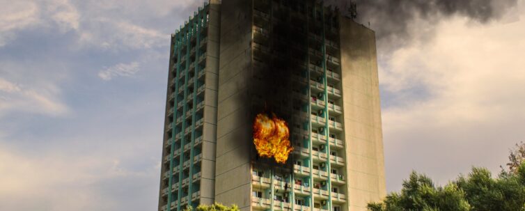Image captured outside of burning hotel