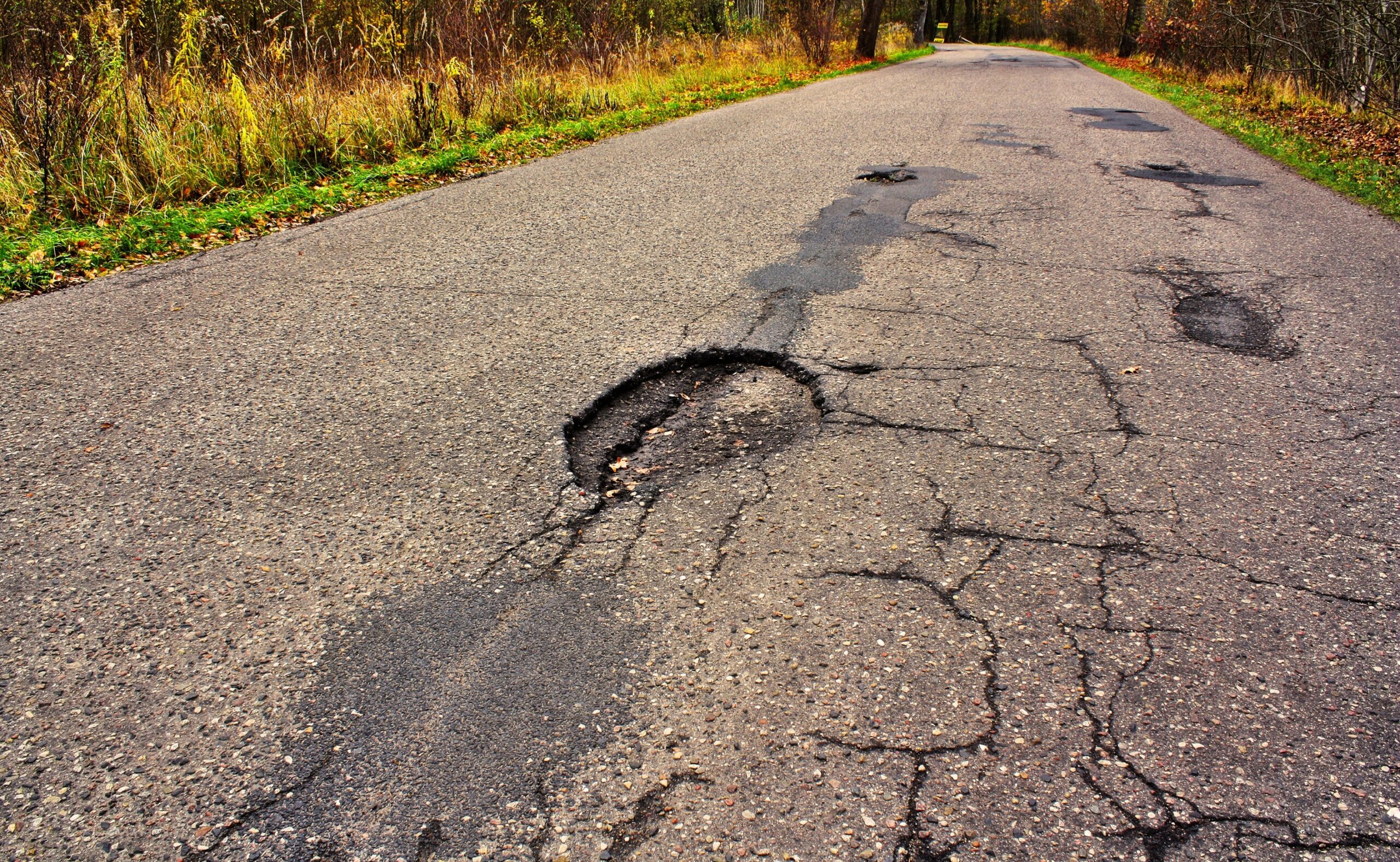 dangerous road with holes