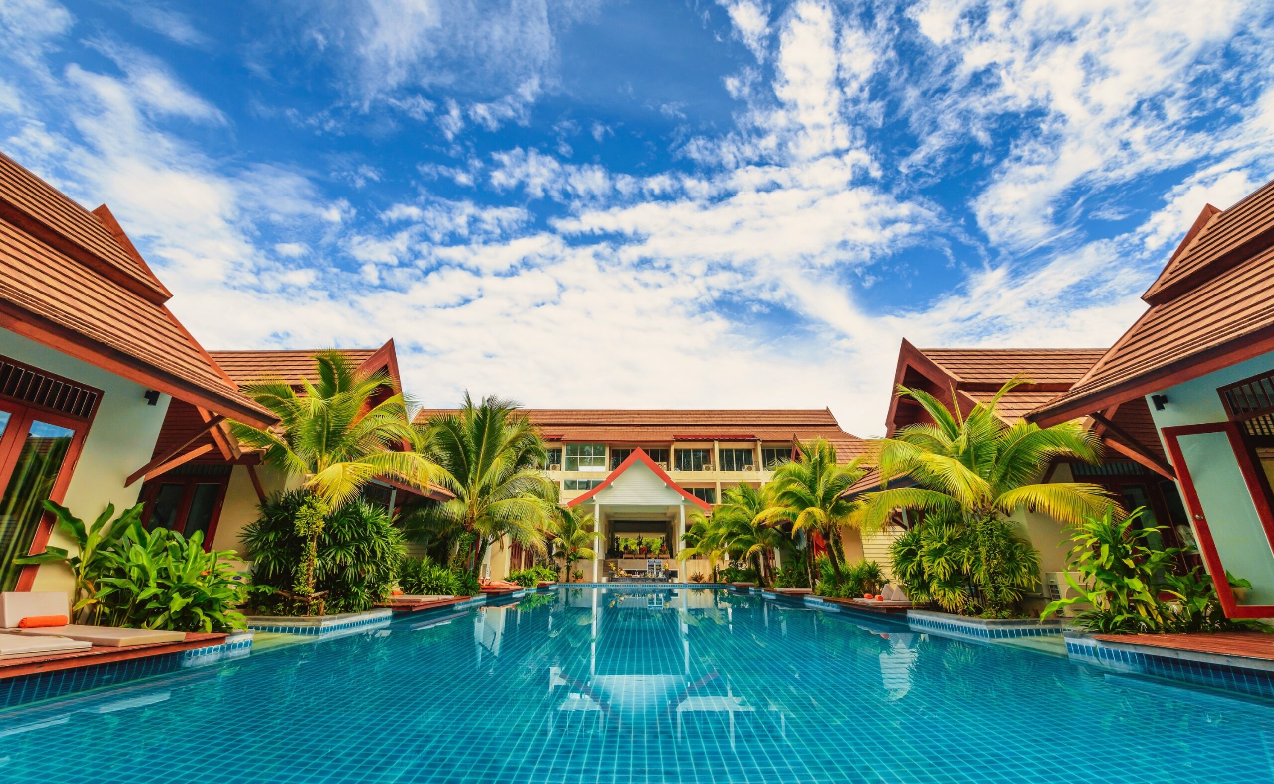 pool surrounded by villas
