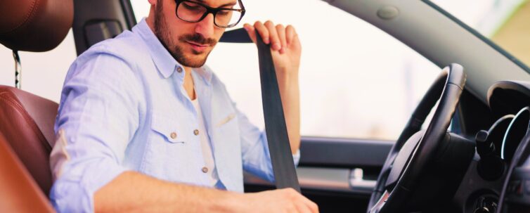 Fasten the car seat belt. Safety belt safety first while driving