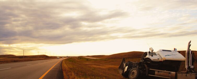 Truck Crash by the road
