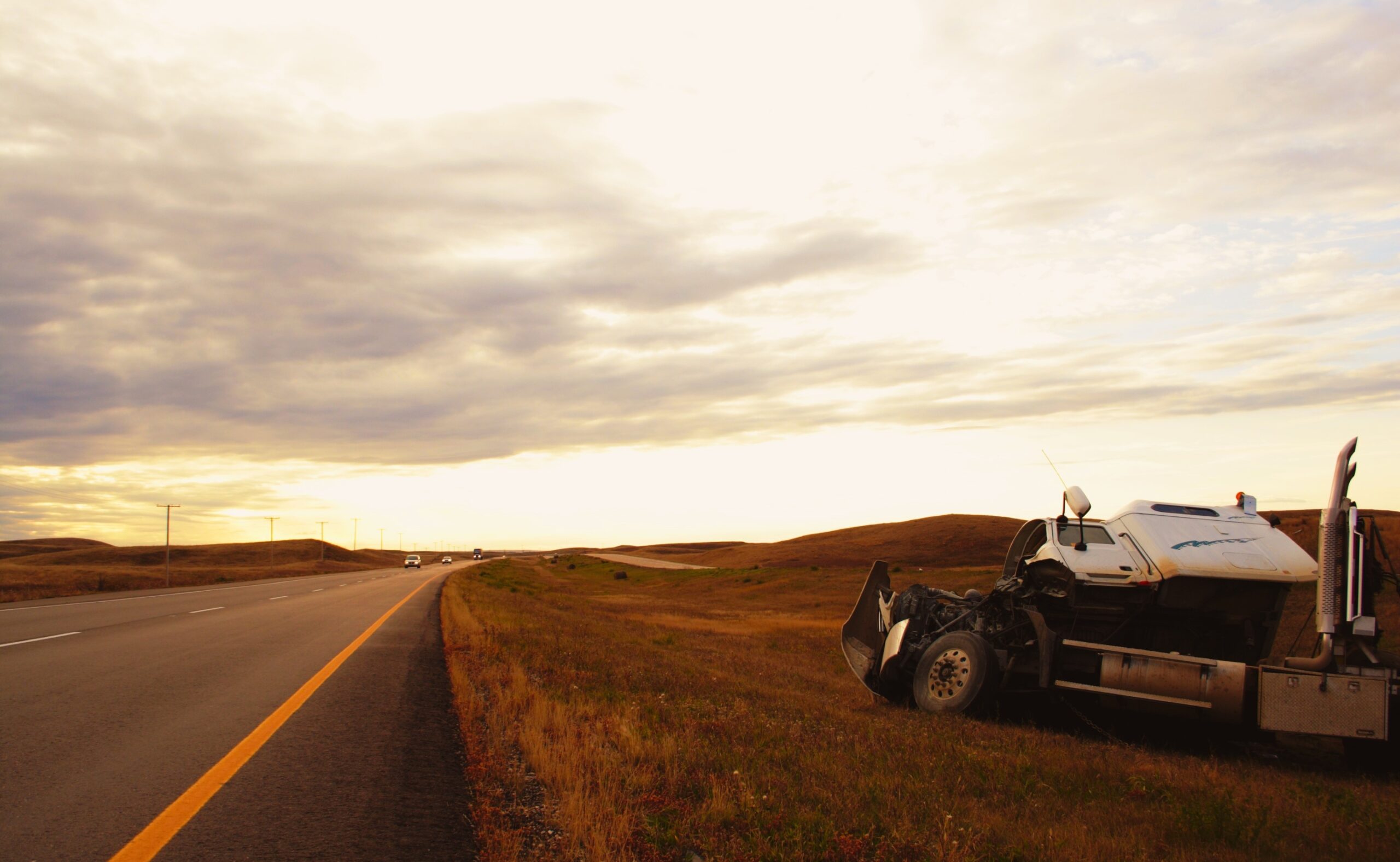 Truck Crash by the road