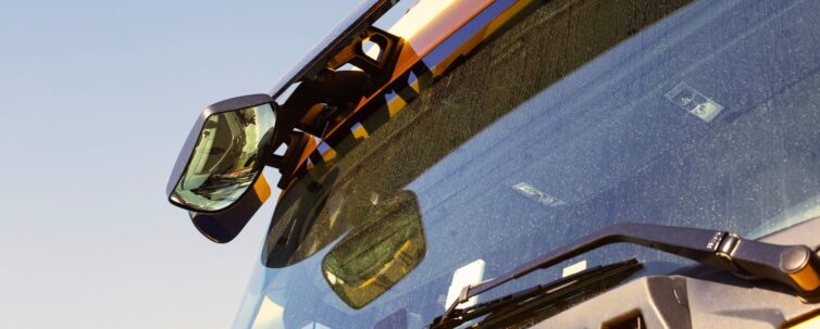 Additional mirror in the truck for viewing the blind spots