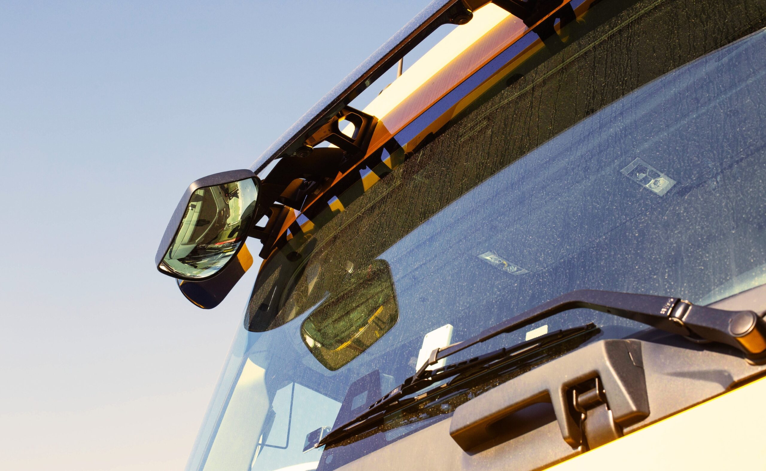 Additional mirror in the truck for viewing the blind spots