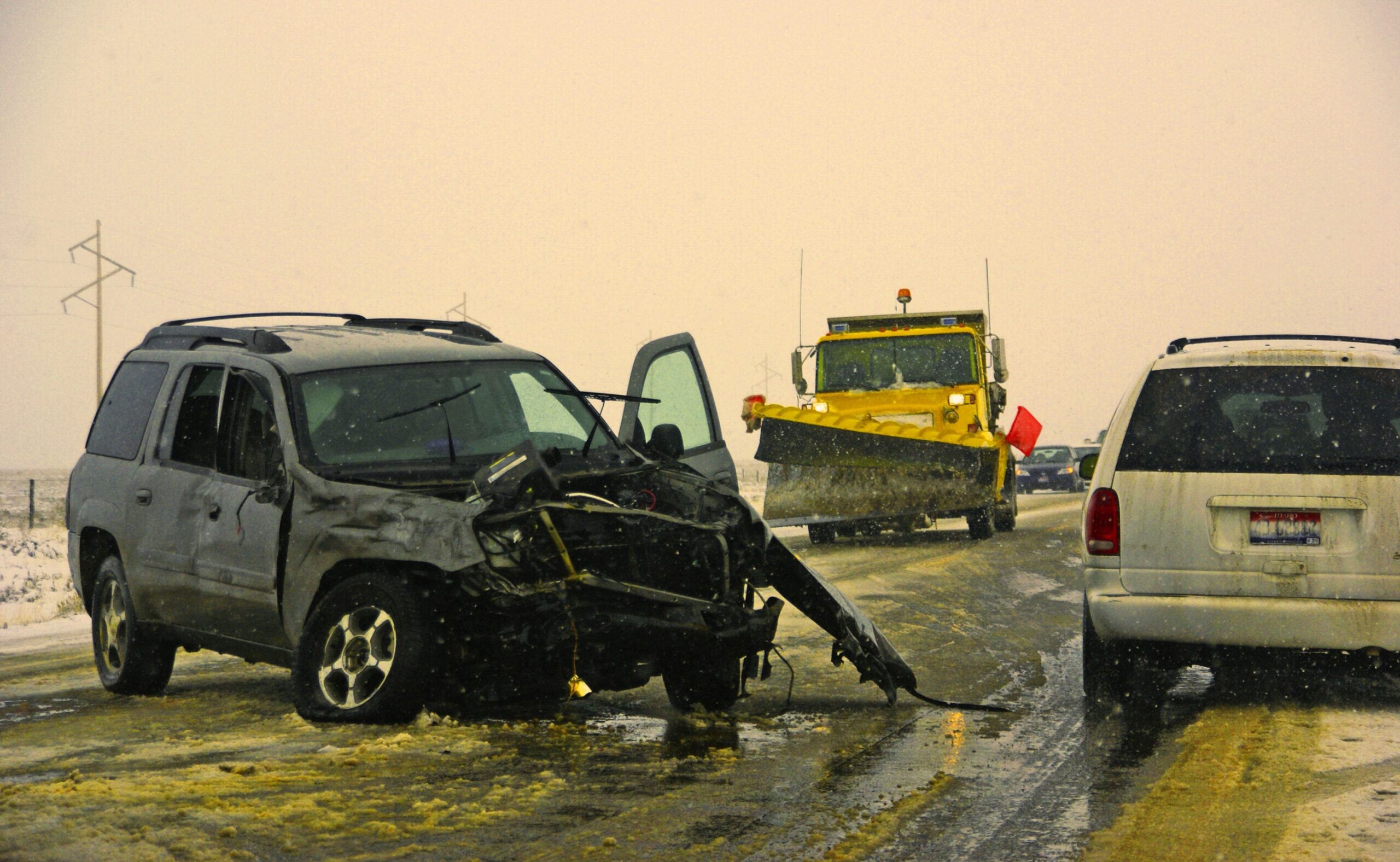 a car crashed on the road