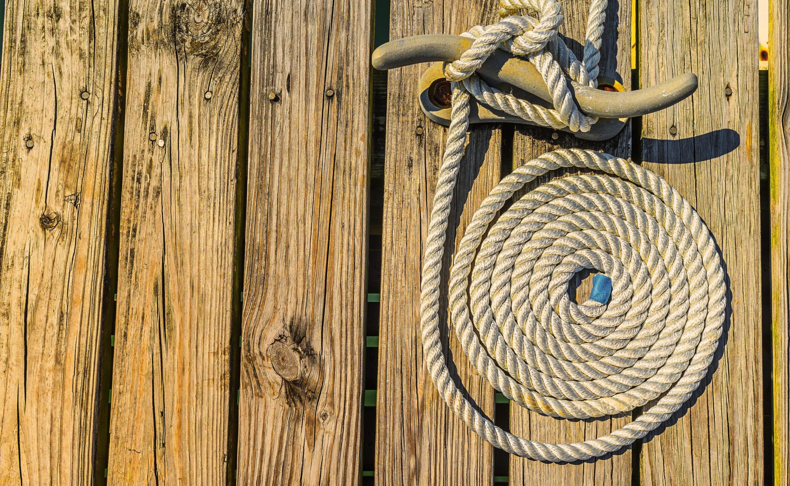 spiral rope in a wood pier