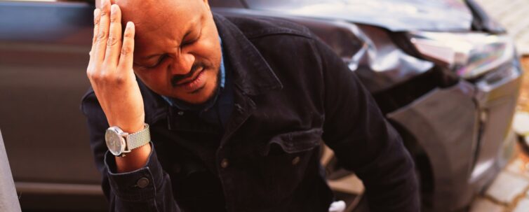 Car Accident And Injury. Damaged Auto