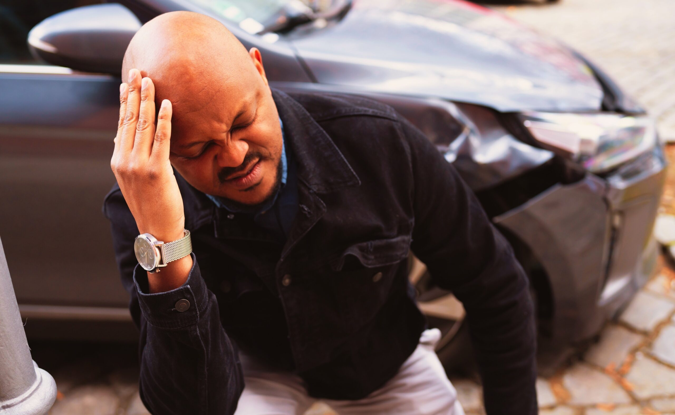 Car Accident And Injury. Damaged Auto