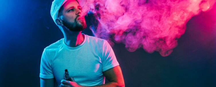 Vaping flavored e-liquid from an electronic cigarette