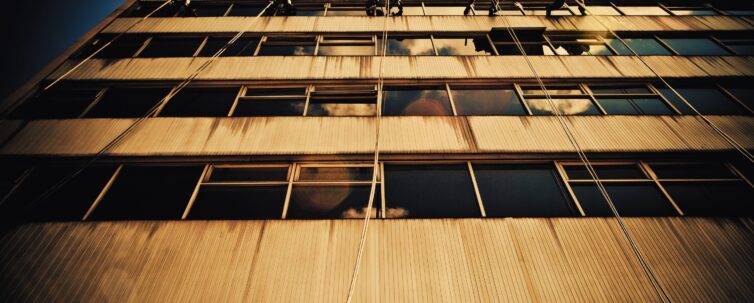 window washers on a building