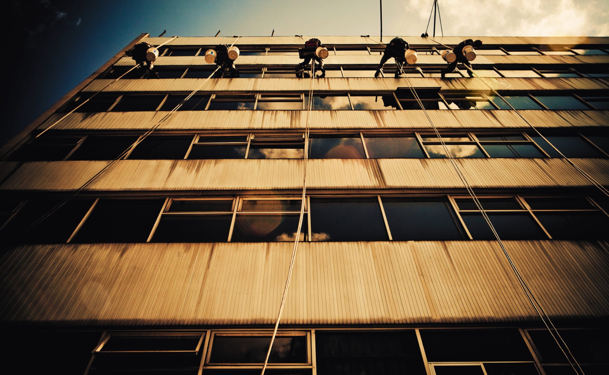 window washers on a building