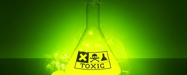 glowing toxic chemical in a bottle