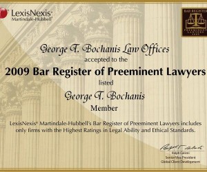 2009 Bar register of preeminent lawyers award