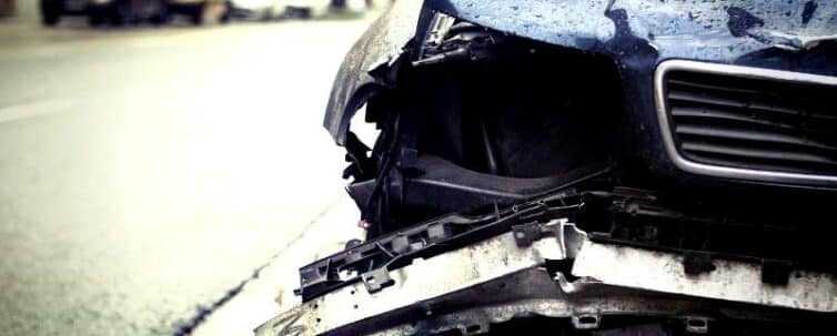 Car crash, selective focus - low-angle view, toned image