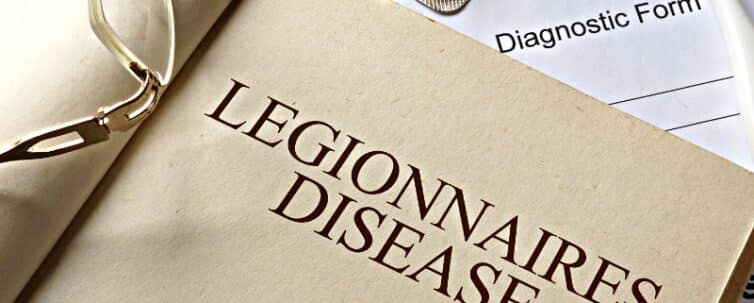 Book with diagnosis legionnaires disease. Medic concept.
