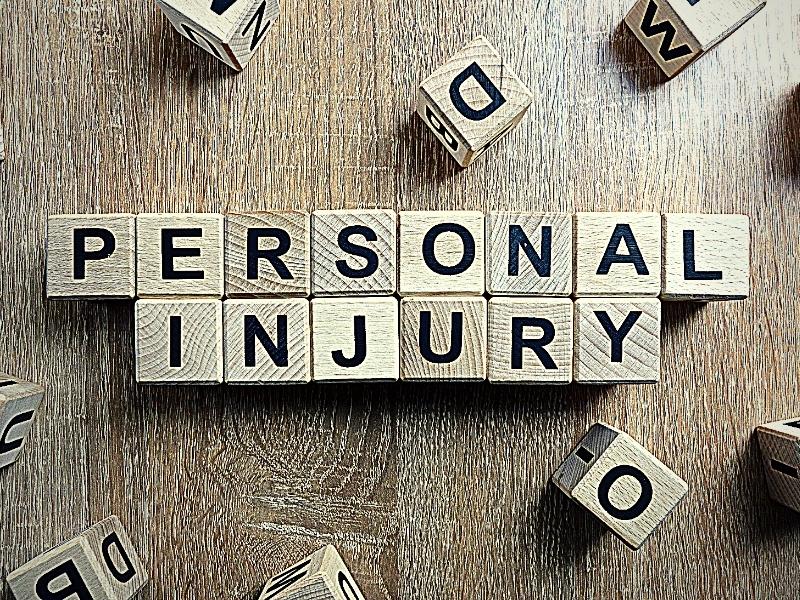 Personal injury text from wooden blocks on desk